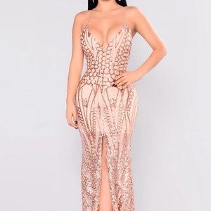 Fashion Nova Rose Gold Sequins Dress